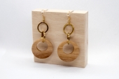 Earrings Olivewood nature golden smooth texture